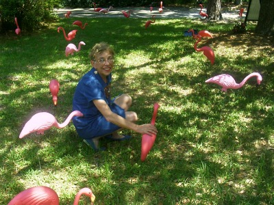 Mothers Day 2003 - Jeannine with flamingos
