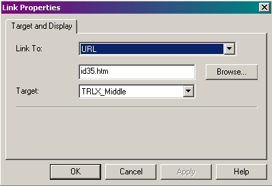Links from the main top border - link properties box